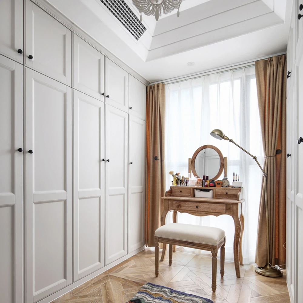 Luxurious White Walk-In Wooden Wardrobe Closet Modern Design Styles for Home Bedroom & Living Room Furniture Solid Wood Door - Image 3