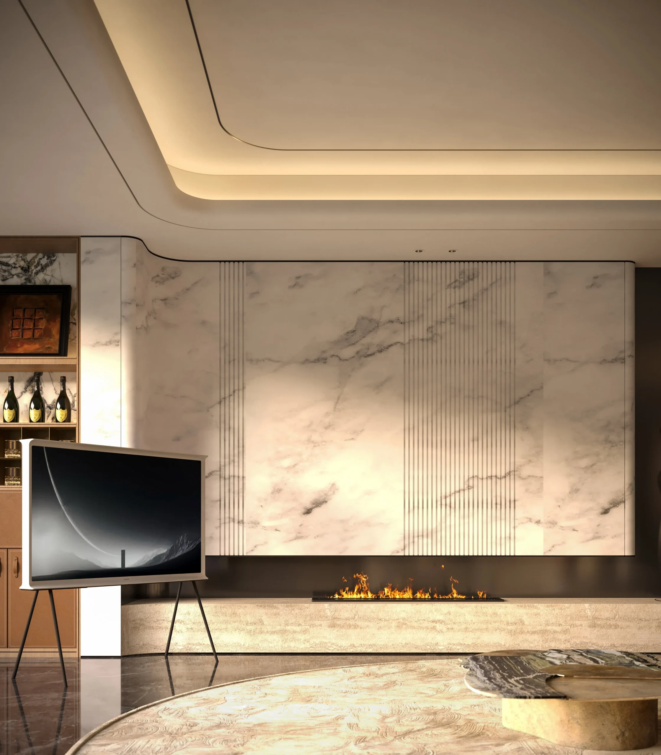 Apartment Villa Design Kitchen Cabinet Design Interior Design of High-Volume Villas Sofa Wine Cabinet Living Room - Image 11