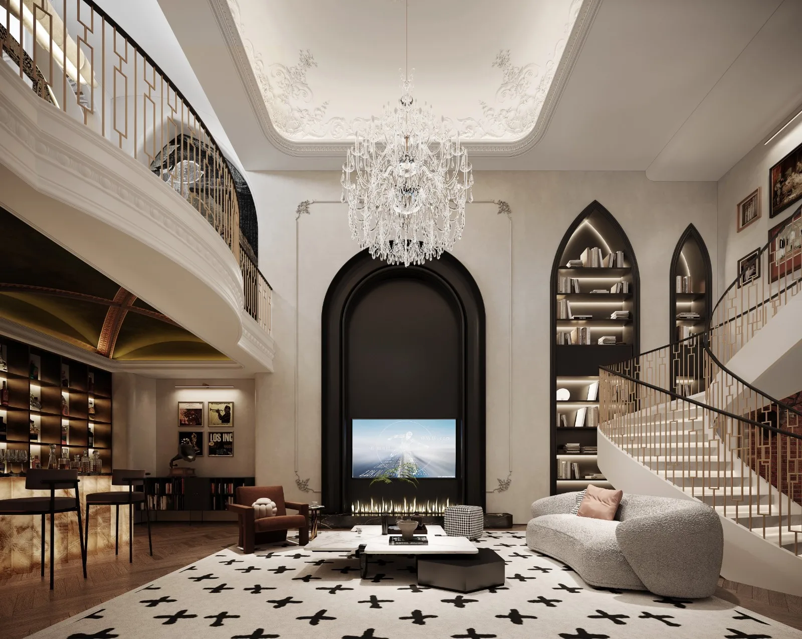Custom Classic Office Bookcase Study Room Open Bookshelf High-ceiling Bookcase Office Desk Household Desk Villa Office Furniture - Image 4