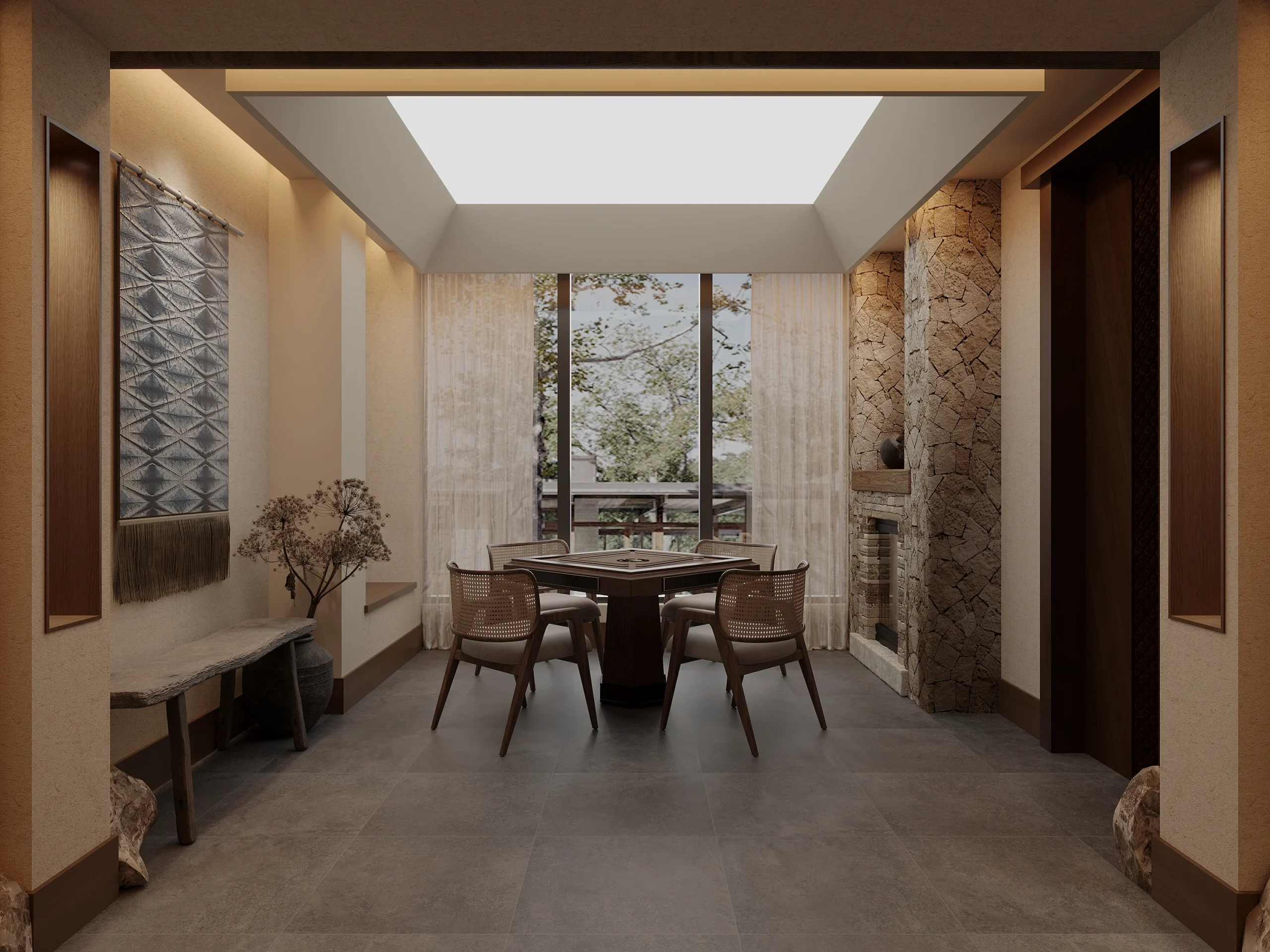 Wabi-Sabi-Style Homestay and Hotel Design Featuring Log Wood Minimalism and Warm Color Tones Custom Furniture - Image 13