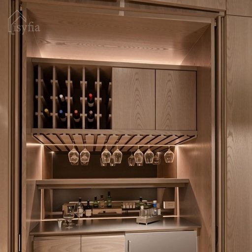 OEM Customized Wood Wine Bar Cabinet with Unique Display for Home Living Room or Wine Cellar Wood Panel Style Furniture - Image 2