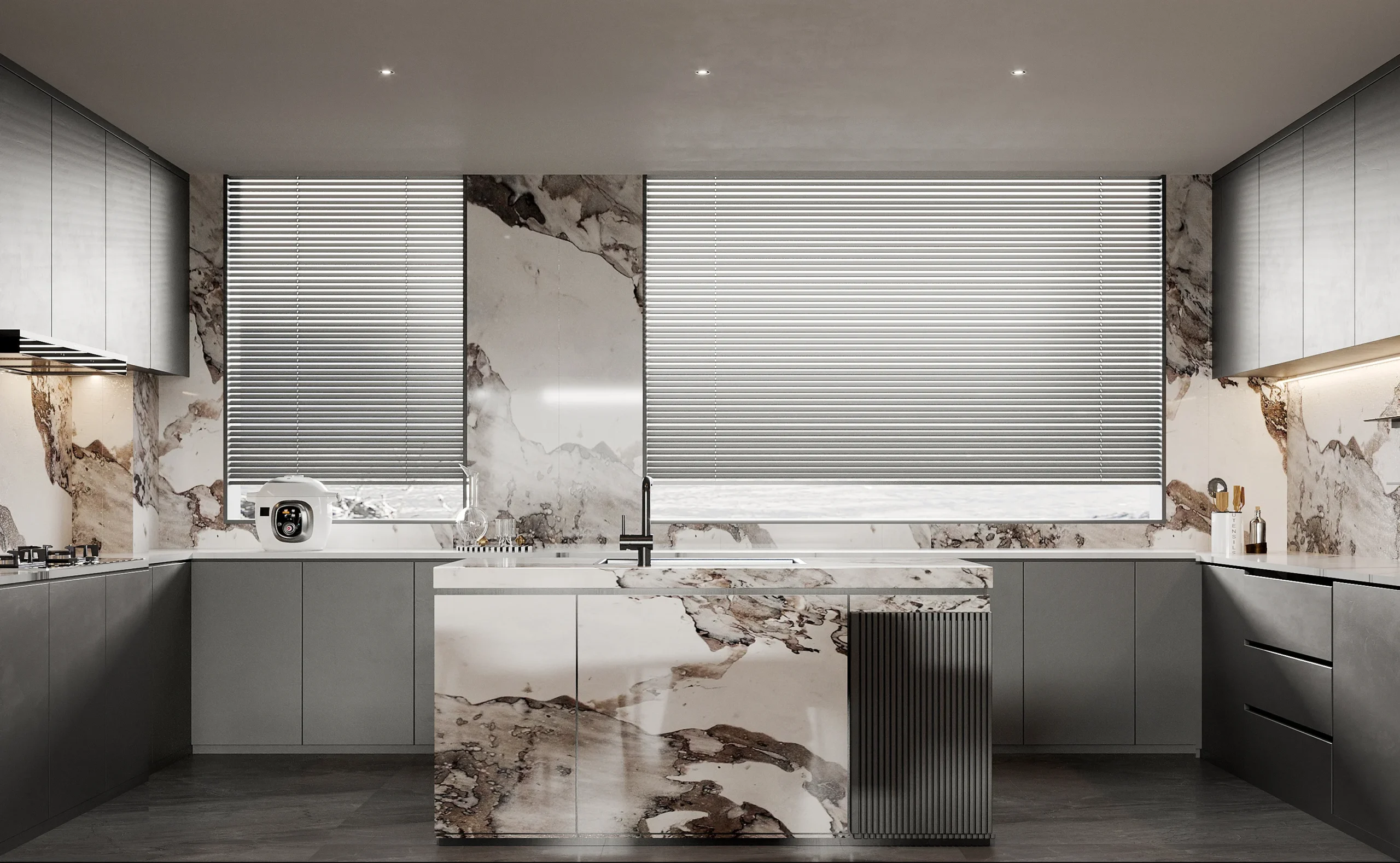 Villa Custom Designed Modern Kitchen Cabinets Open-Concept Hotel Walk in Closet Wardrobe Vanity Bathroom Open Garment Rack Area - Image 7