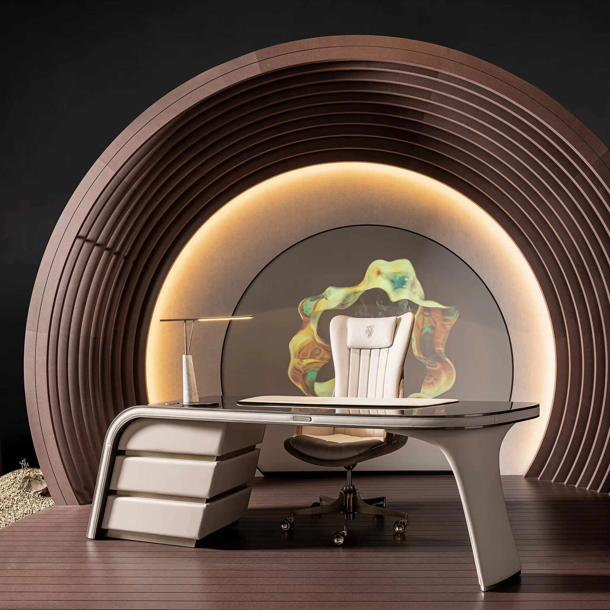 Luxury Modern Home Office Chair Set for Executives CEOs Made of Marble Panel with Stainless Steel Executive Home Manager Chair