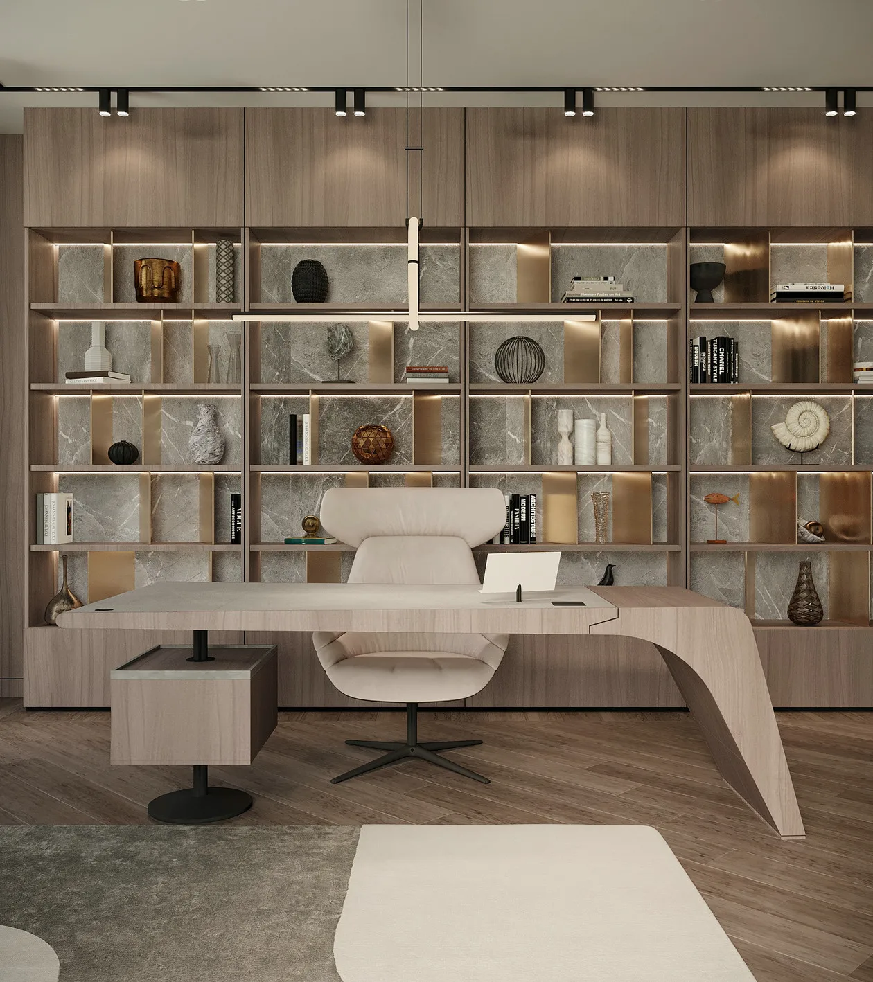 Custom-Made Modern Office Book Cases Study Room Open Bookshelf Open Bookcase Office Desk Household Desk Villa Office Furniture - Image 8