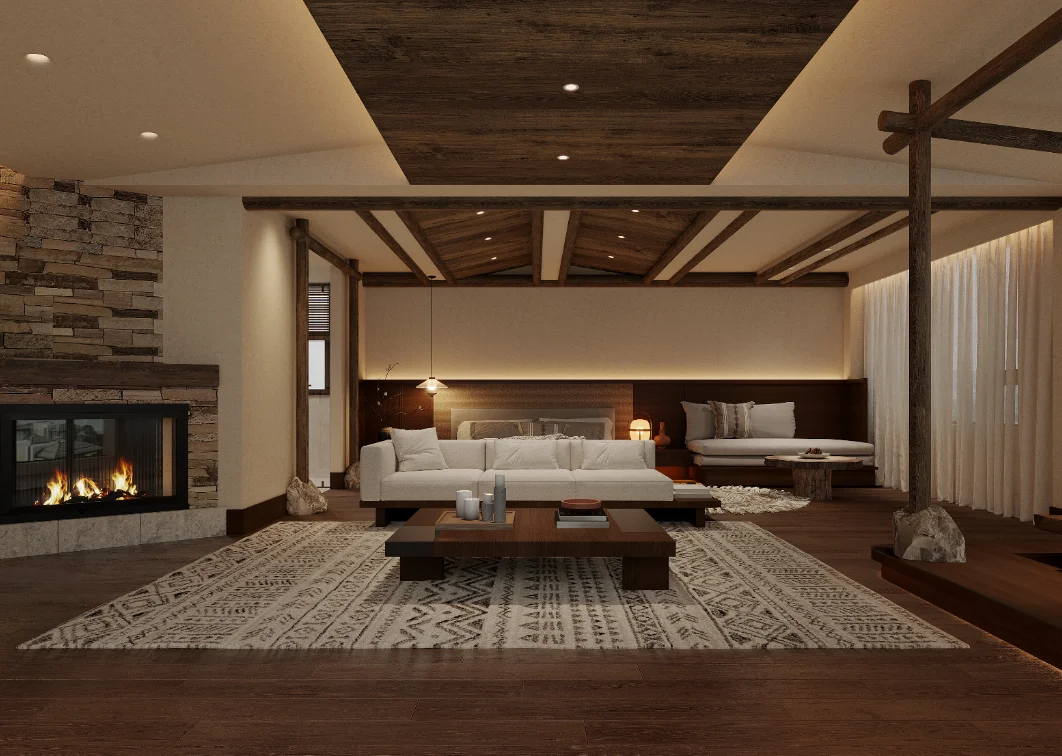 Wabi-Sabi-Style Homestay and Hotel Design Featuring Log Wood Minimalism and Warm Color Tones Custom Furniture - Image 14