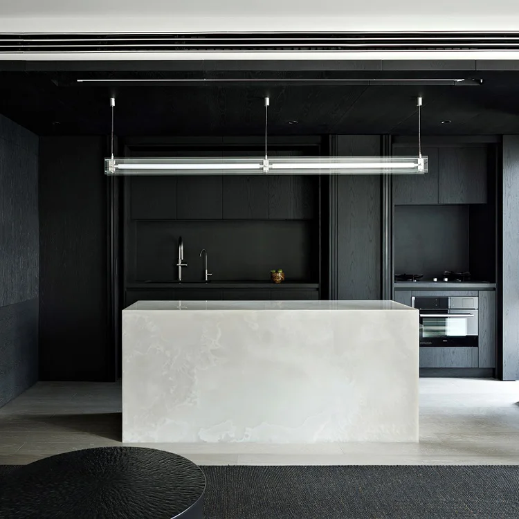 Modern Minimalist Brown Acrylic Kitchen Wall Cabinet Complete Set Shaker Style Islands Wood Grain Texture for Apartment Villa - Image 3