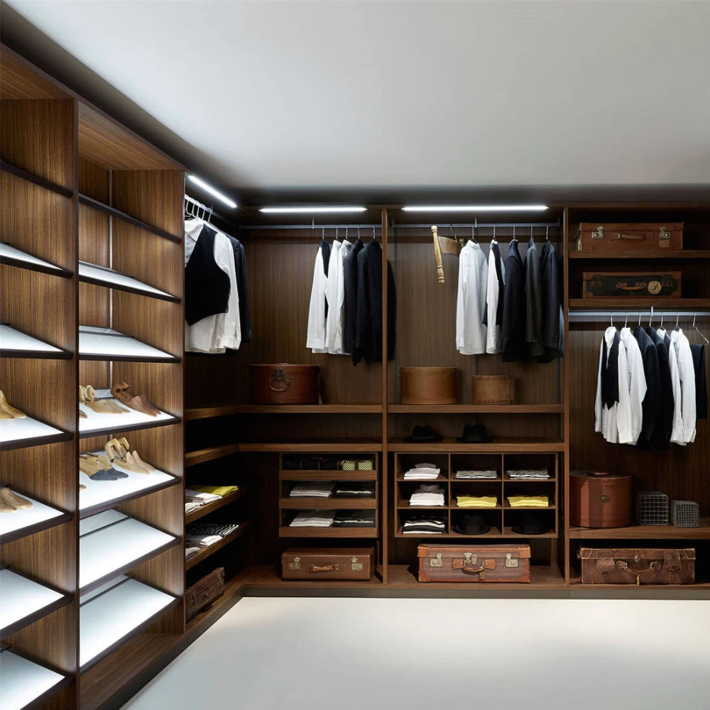 Solid Wood and Glass Walk-In Closet Organizer Single-Wide Wooden Mirror for Clothes Elegant Wardrobe - Image 10