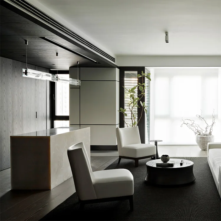 Modern Minimalist Brown Acrylic Kitchen Wall Cabinet Complete Set Shaker Style Islands Wood Grain Texture for Apartment Villa - Image 4