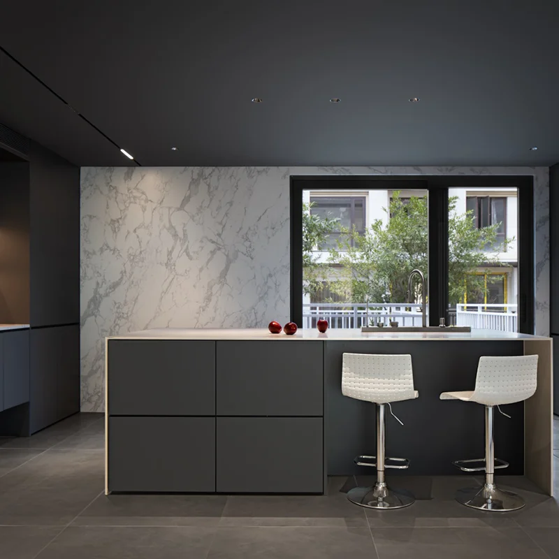 Custom Grey Melamine Board Kitchen Cabinet 3D Design Kitchen Furniture for Apartment & Villa Kitchen Space Optimization - Image 2