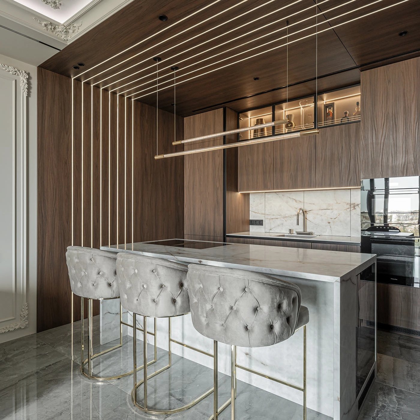 Professional Modern Solid Wood Modular Kitchen Cupboard Island Unit Set One-Stop Designs for Villa Apartment Kitchen Cabinets - Image 4