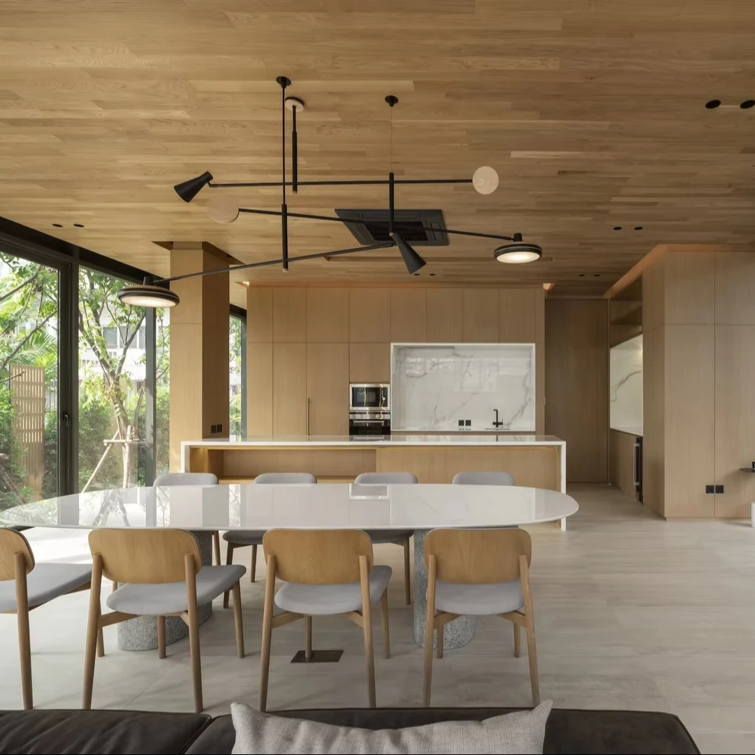 Customized Classic Wood Grain Kitchen Cabinet for Villas Classic Wood Kitchen Cabinet Apartment - Image 2