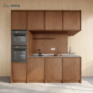 Rock Slab Countertop Wooden Kitchen Cabinet Finish Small Kitchen Equipment Restaurant-Ready Assembled Furniture for Apartments