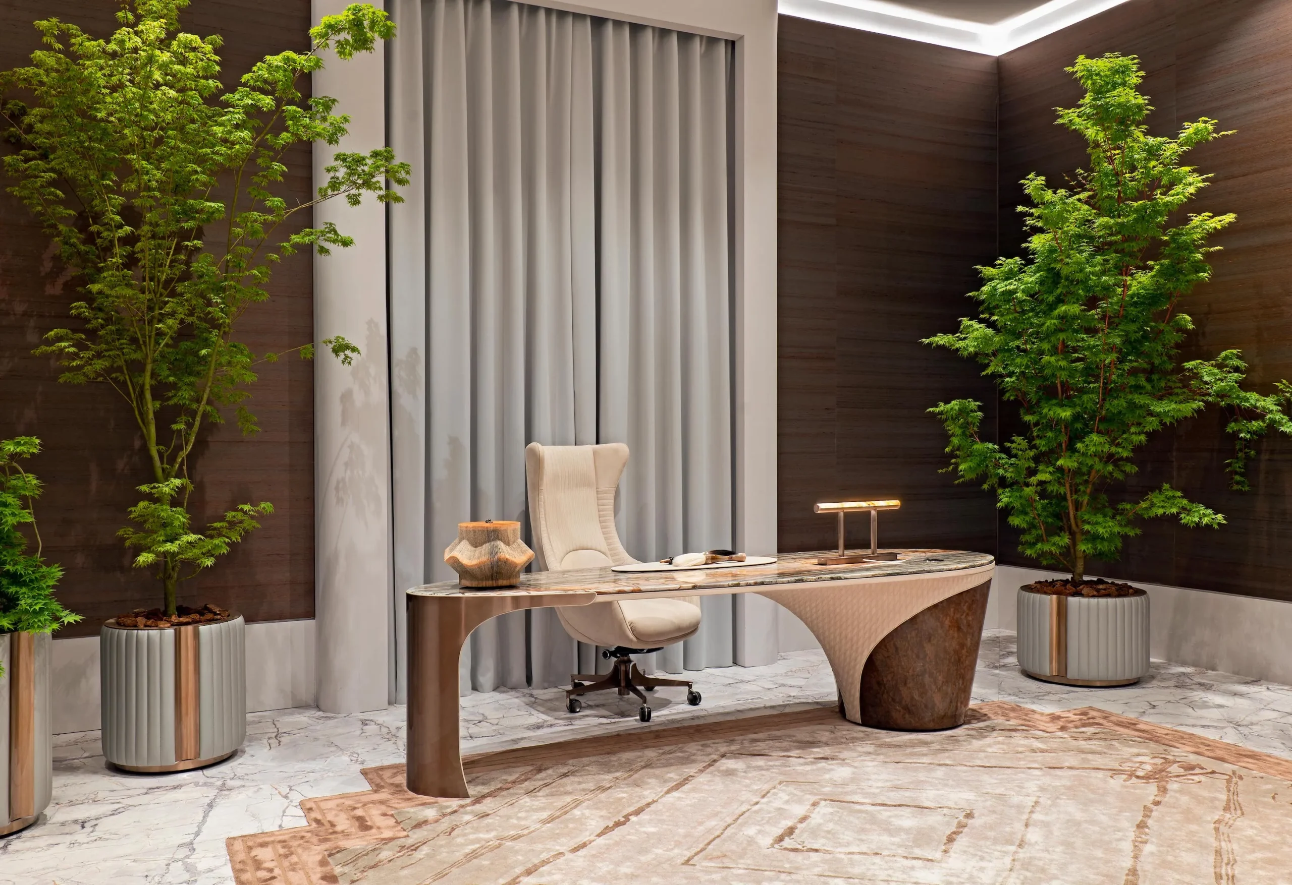 Luxury Office Furniture Home Black White Ceo Office Desk Set Modern Gold Stainless Steel Frame Computer Desks Study Table - Image 3