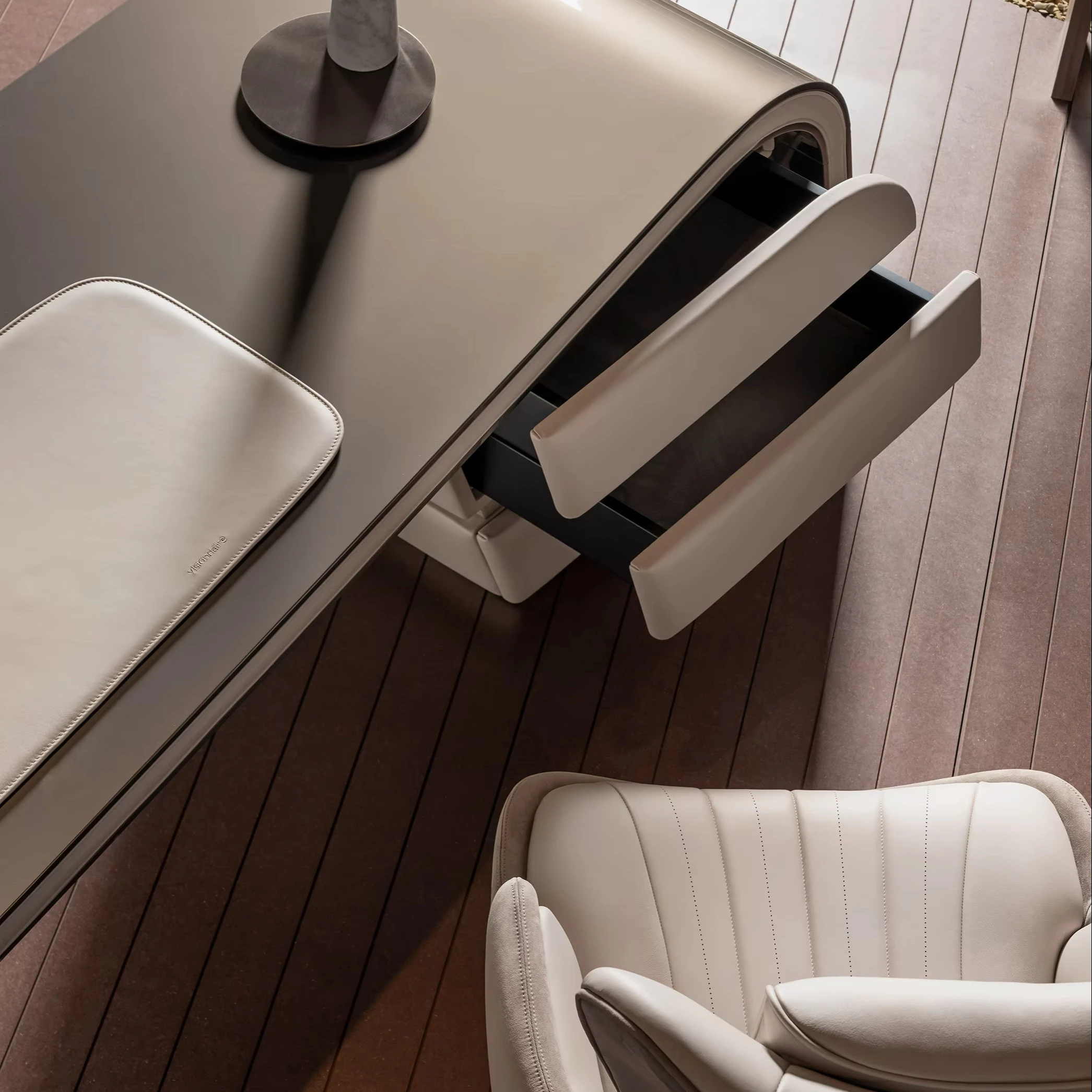 Luxury Modern Home Office Chair Set for Executives CEOs Made of Marble Panel with Stainless Steel Executive Home Manager Chair - Image 2