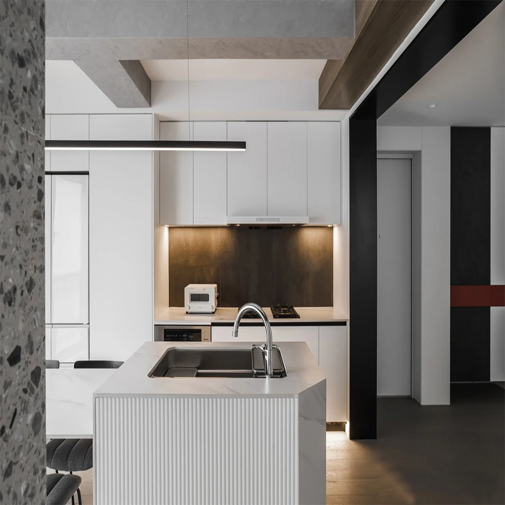 Modern Home Improvement White PET Lacquer High Glossy Kitchen Cabinet Solid Wood with MDF Panel Cupboard Design - Image 2