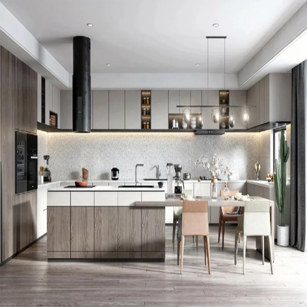 French Lift-Up Wood Kitchen Cabinet Stainless Modular Cabinets on Sale Wood Material - Image 5