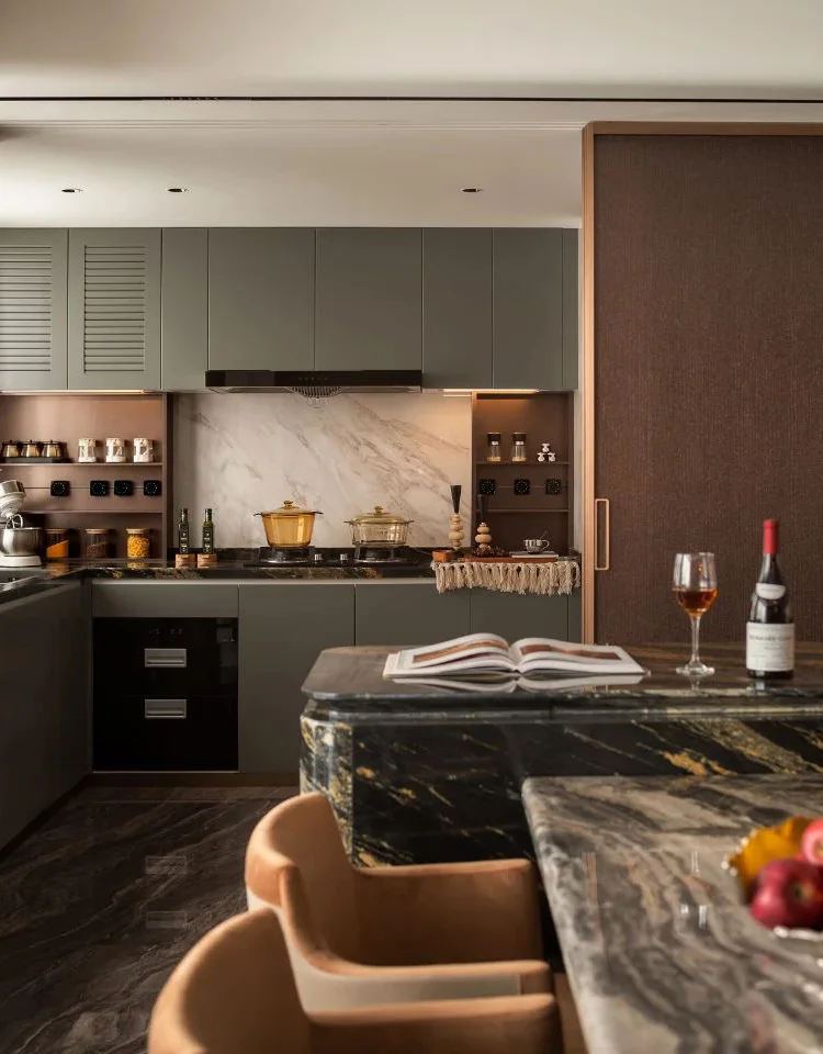 Modern Modular Kitchen Cabinets Island Wood Furniture Lacquer/Acrylic Door Panel Surface Include Backsplash Faucet Made China - Image 2