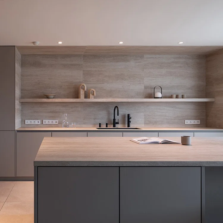 Custom Integrated Solid Wood Kitchen Cabinets for Villa & Apartment Multi-Functional Kitchen Furniture