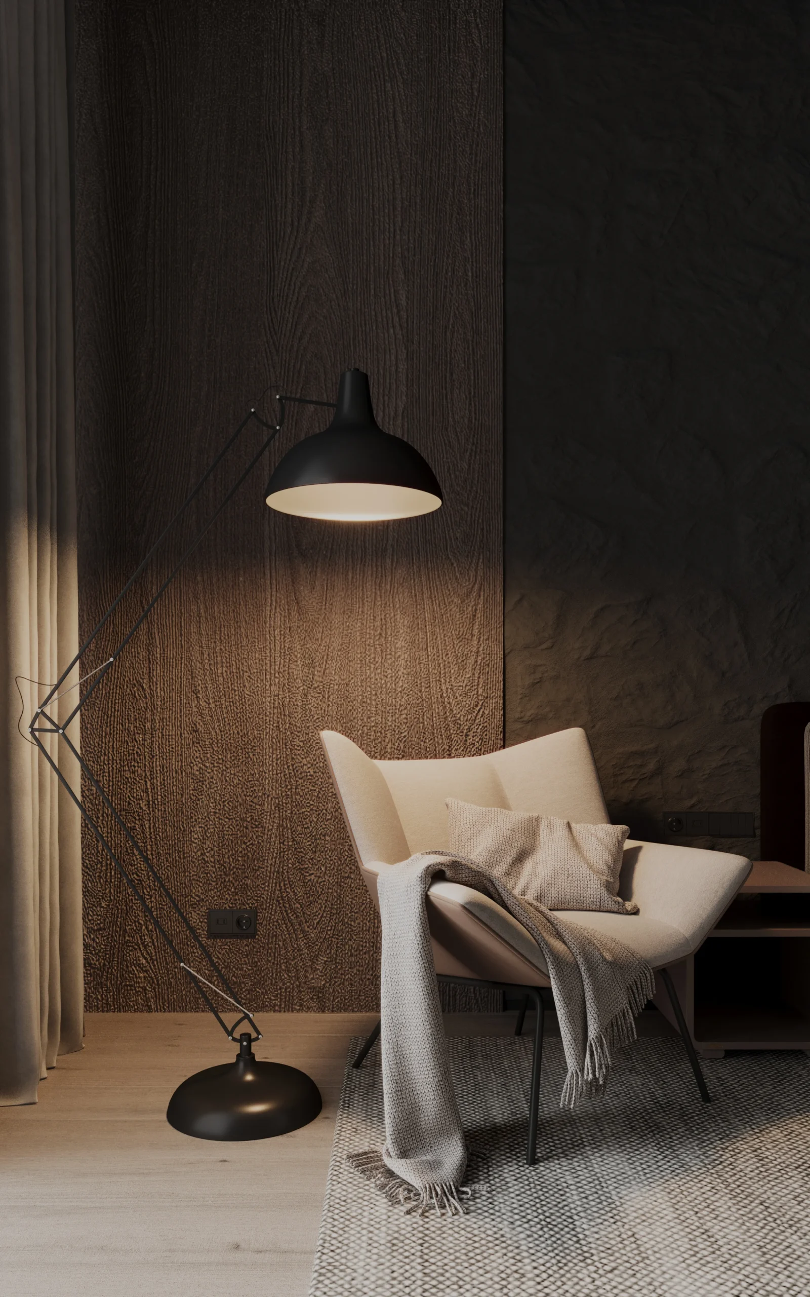 Villa Closet Minimalist Wall-Mounted Closet System Apartment Walnut Color Solid Wood Wall-Mounted Wardrobe System Walk in Closet - Image 4