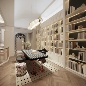Custom Classic Office Bookcase Study Room Open Bookshelf High-ceiling Bookcase Office Desk Household Desk Villa Office Furniture