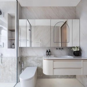 Modern Design Smart Mirror Bathroom Cabinet with MDF Material Framed Bath Mirror for Home or Villa Application