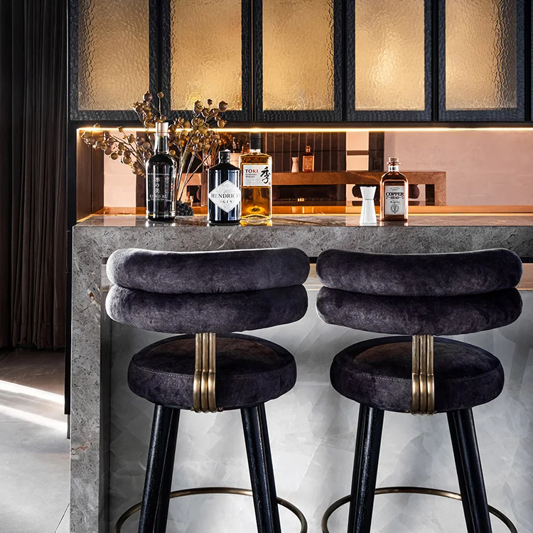 Restaurant Bar Chair Nordic Luxury Modern Bar Stool Set for Hotels Villas & Apartments for Pool Table & Kitchen Living Room Set