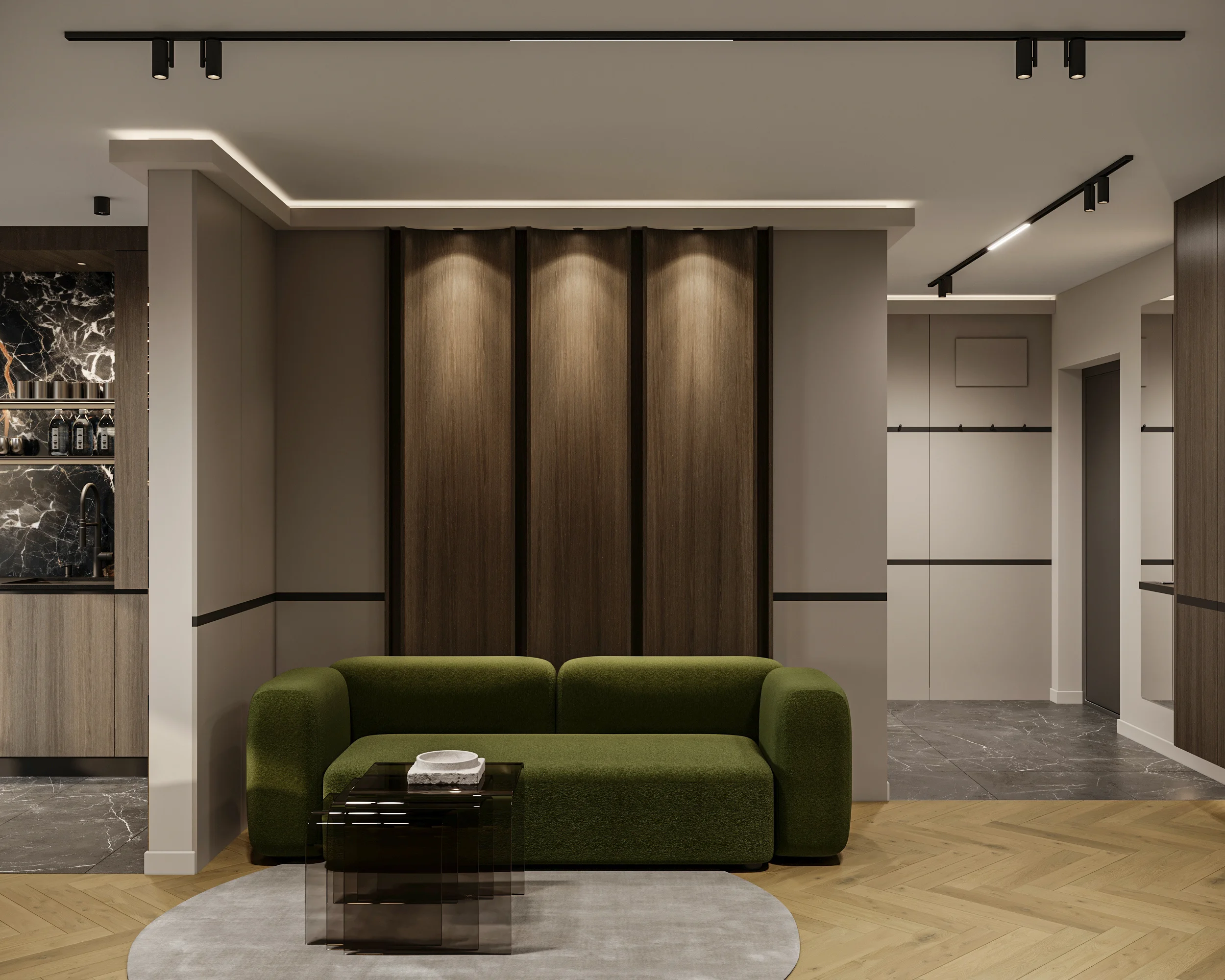 Apartment Villa Design Kitchen Cabinet Design Interior Design of High-Volume Villas Wine Cabinet Living Room - Image 4