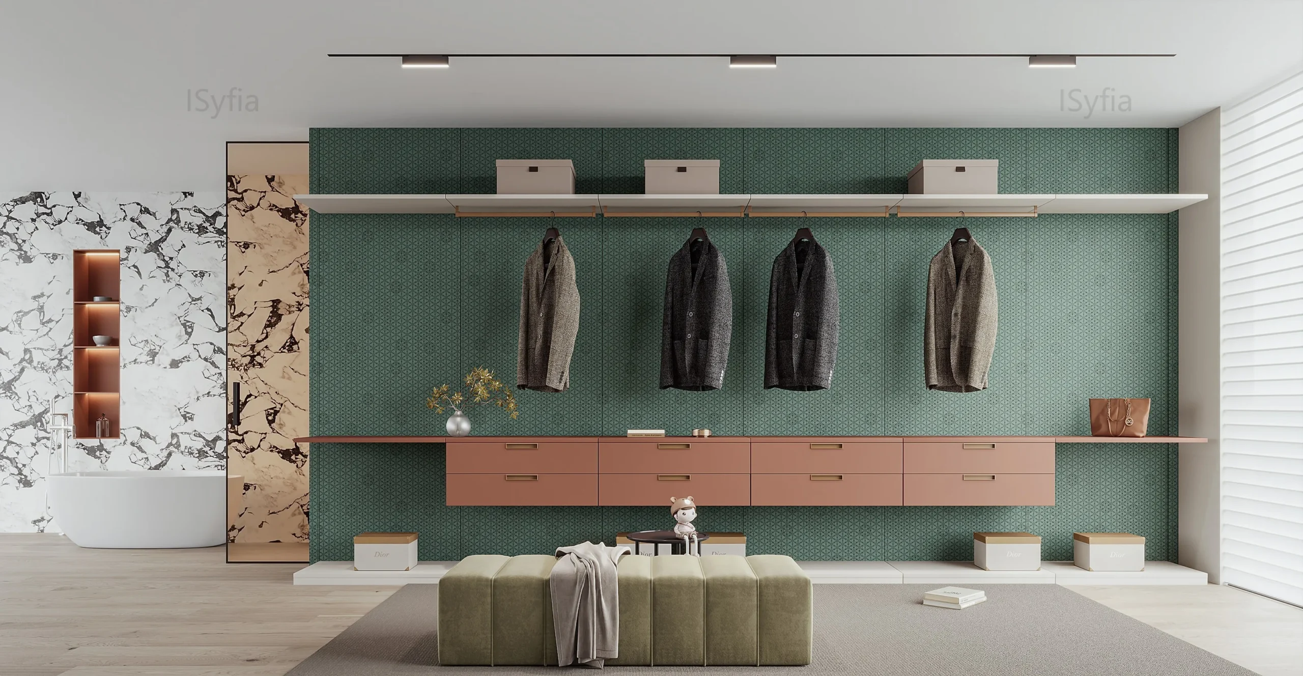 Luxury Walk-In Closet Wardrobe Custom Contemporary Style Convertible Extendable Foldable Wood Door Modern Bedroom Wall Design - Image 4