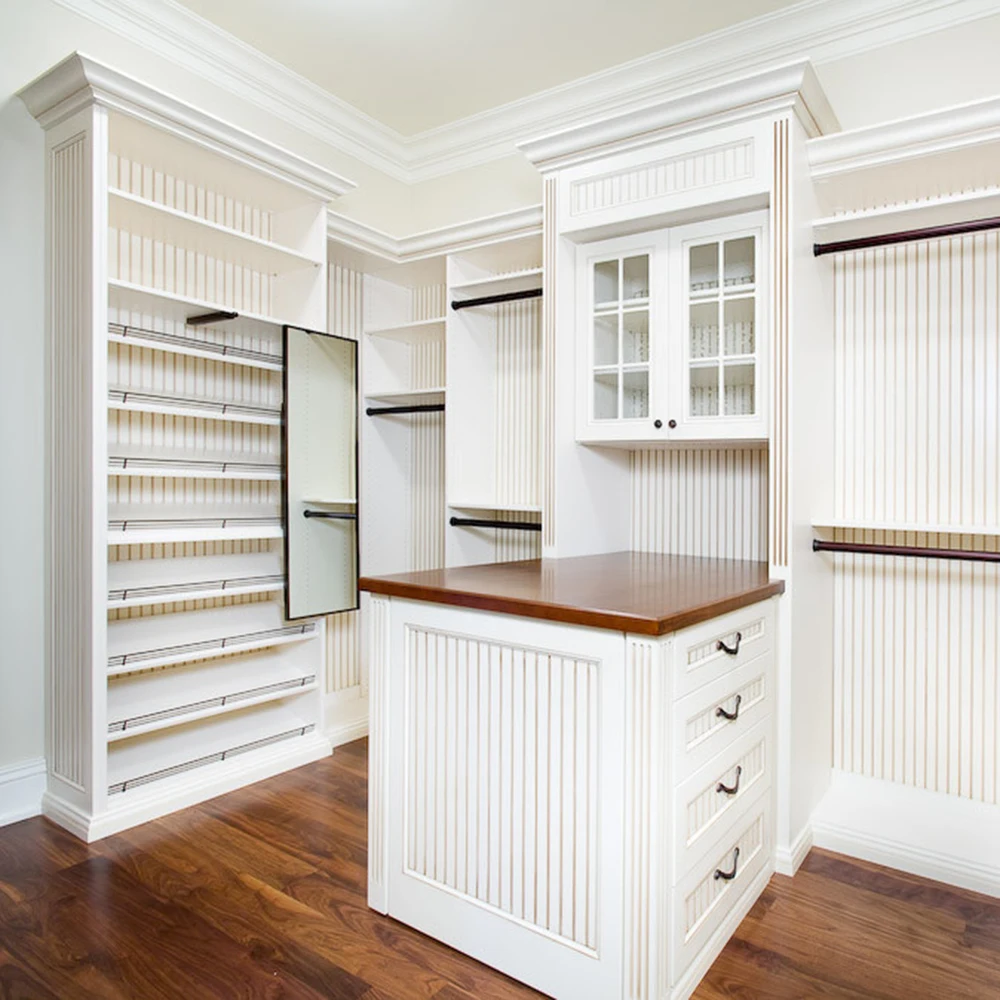 Luxurious White Walk-In Wooden Wardrobe Closet Modern Design Styles for Home Bedroom & Living Room Furniture Solid Wood Door - Image 2