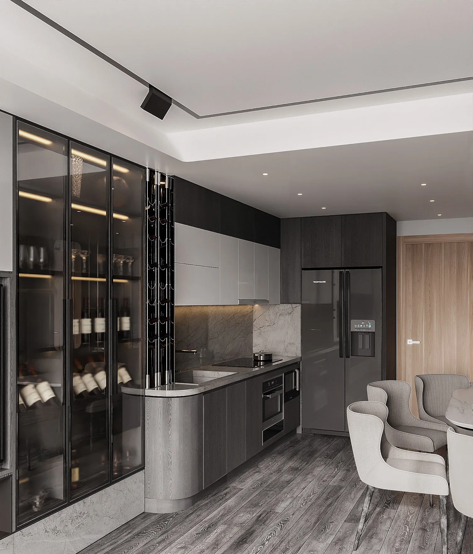 Apartment Villa Design Kitchen Cabinet Design Interior Design of High-Volume Villas Sofa Wine Cabinet Living Room - Image 8