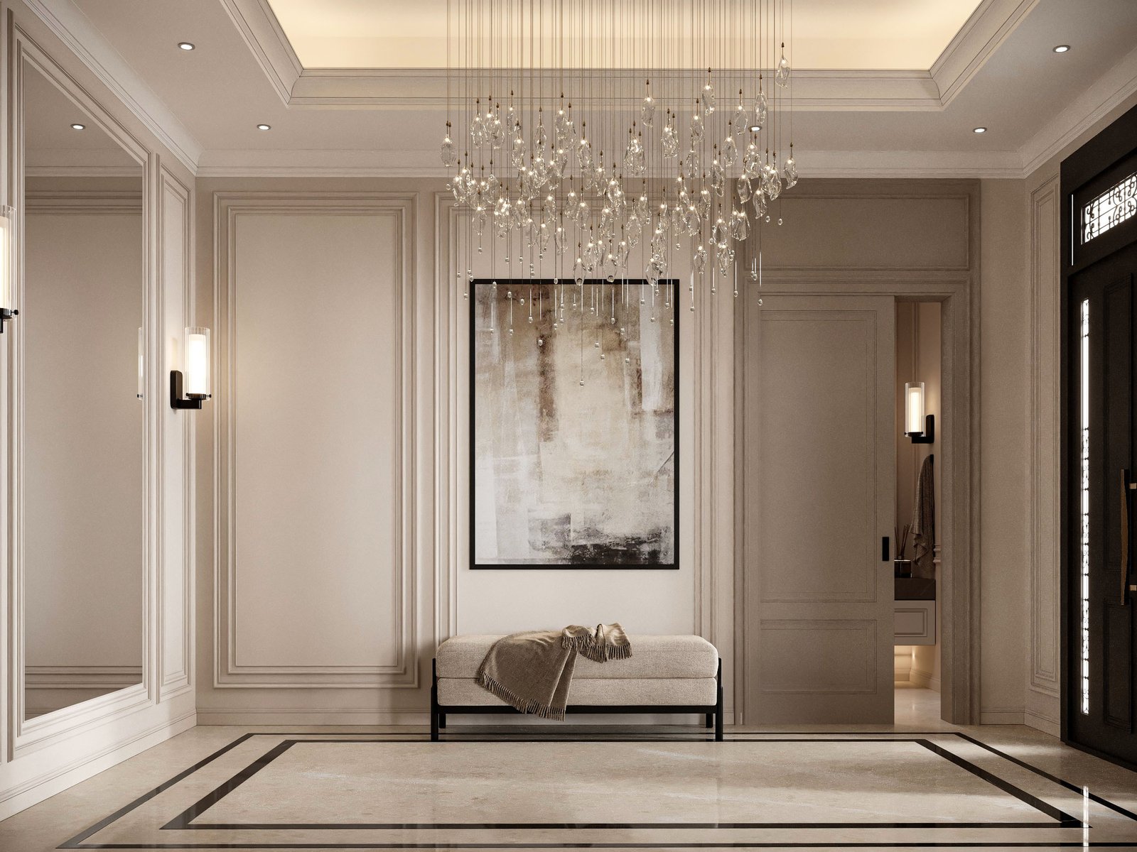 Villa Design Kitchen Cabinet Design Interior Design of High-Volume Villas Sofa Dining Table Chair Hanging Cabinet Living Room - Image 8