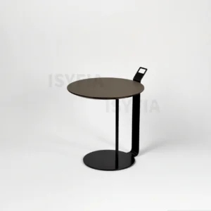 Modern Style Round Coffee Table with Panel Leather Carbon Steel Metal Leg Decorative for Living Room or Hotel Use