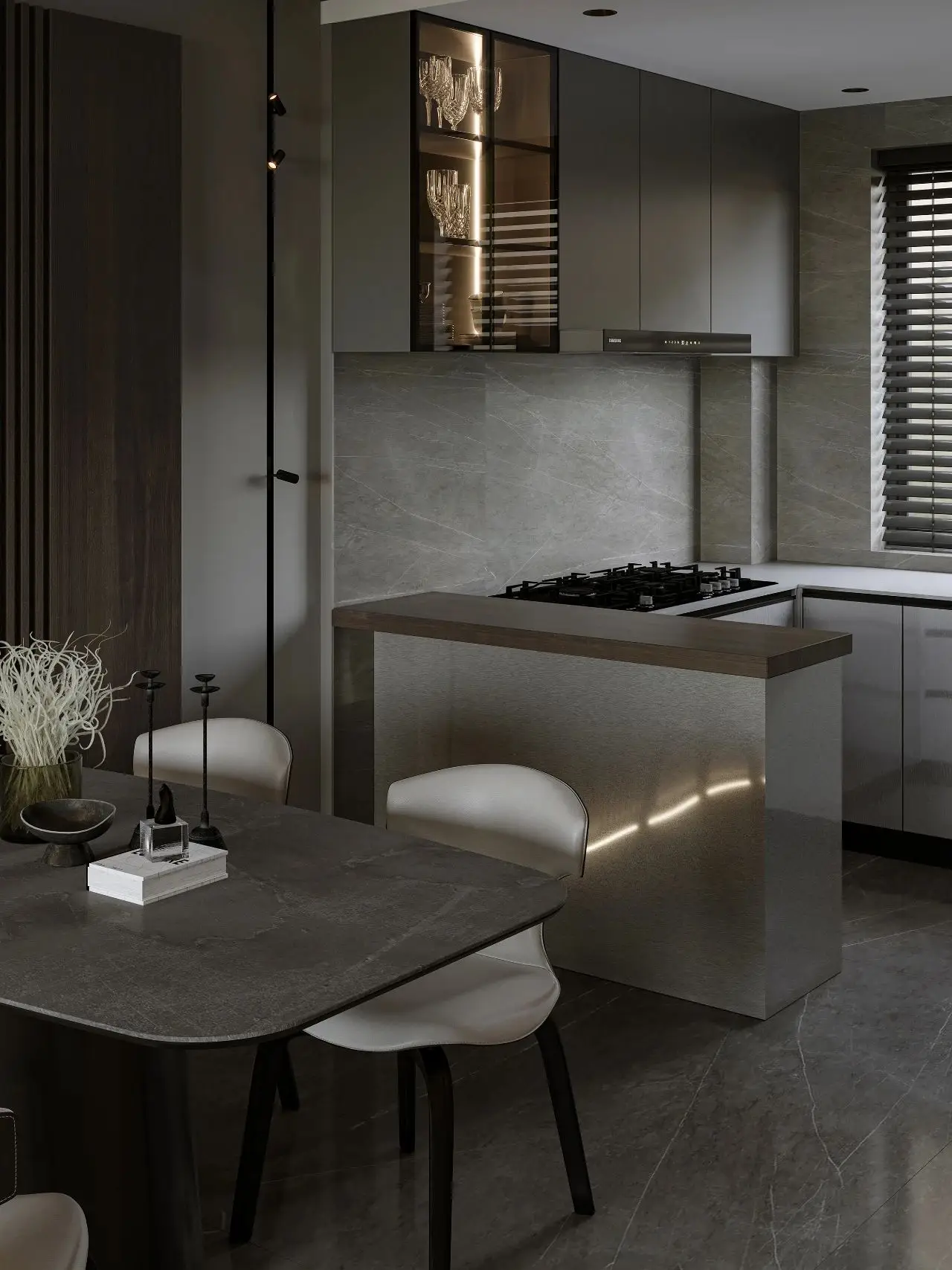 Apartment Villa Design Kitchen Cabinet Design Interior Design of High-Volume Villas Sofa Wine Cabinet Living Room - Image 12