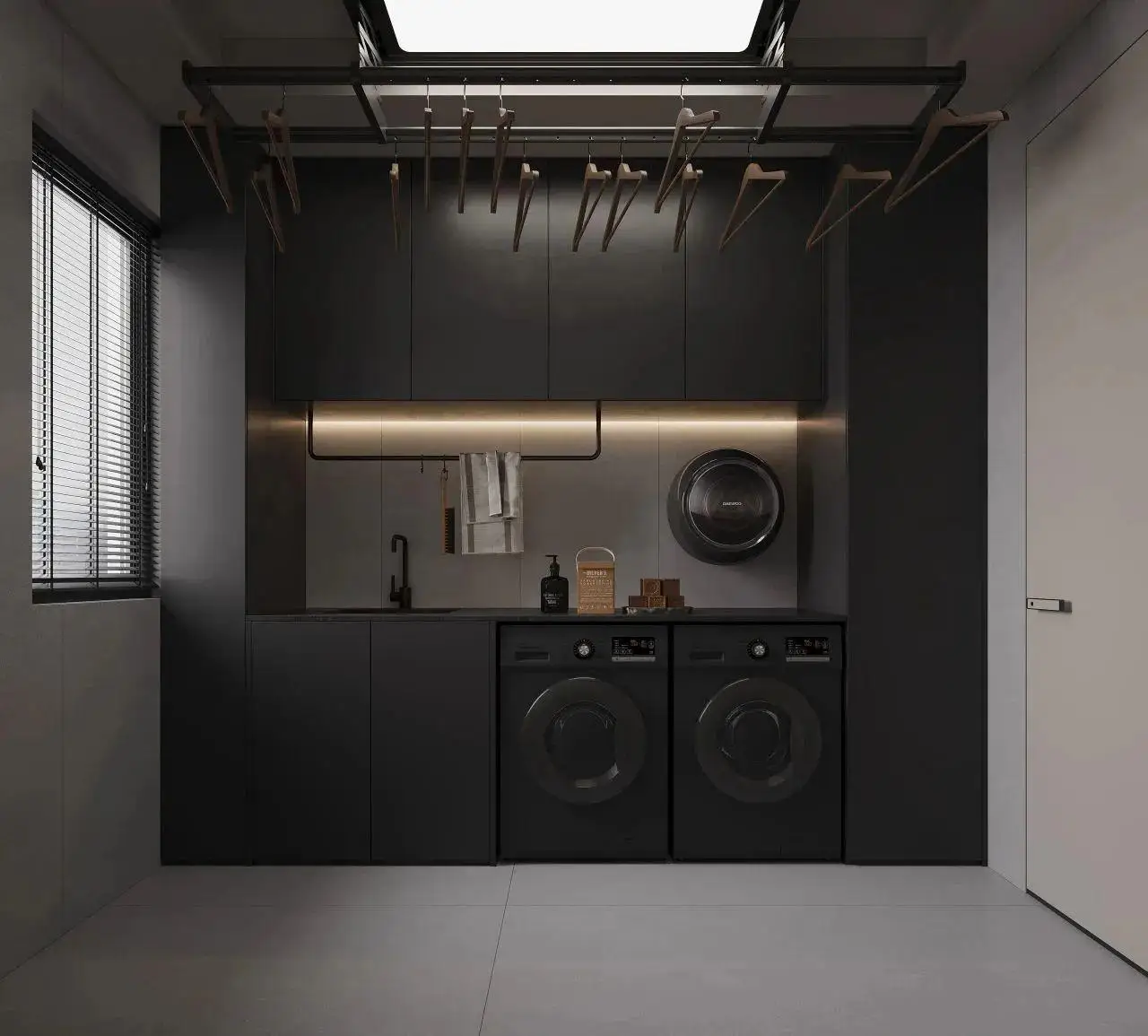 Kitchen Cabinets Dark Minimalist Style and Modern Style Customized Cabinetry One-Stop Turnkey Service Laundry Room Dining Room - Image 6