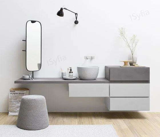 Hotel Vanity Villa High-End Light Luxury Large Wall-Mounted Bathroom Vanity Cabinet with Bath Mirrors Solid Wood Carcase Marble - Image 9