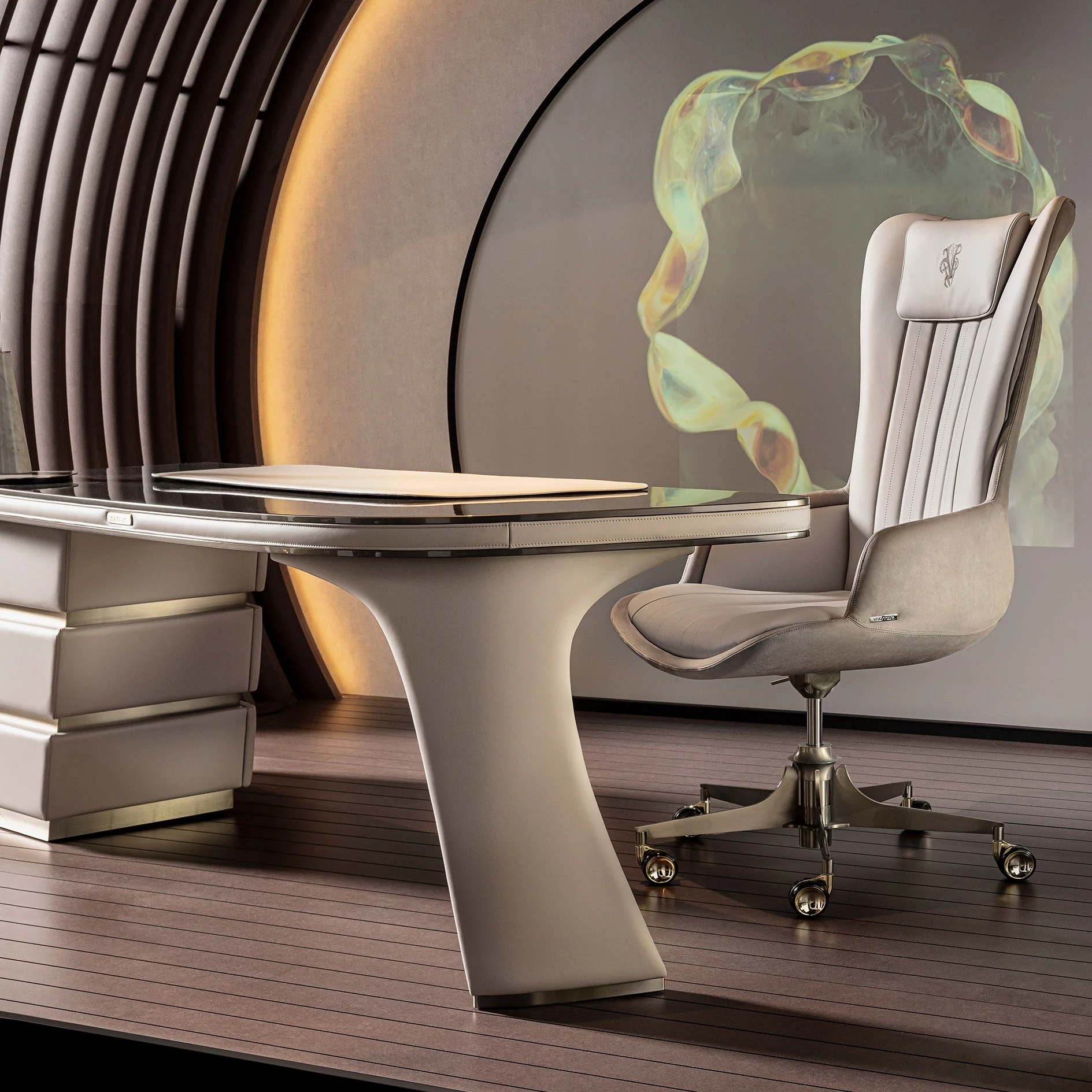 Italian Designer Contemporary Office Desk Simple Luxury Creative Plate Material Modern Fashion Special-Shaped Boss Desk