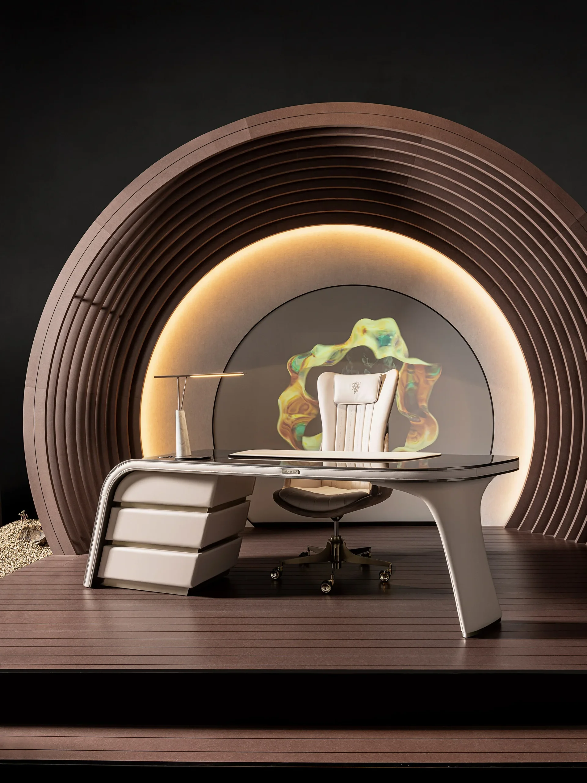 Italian Designer Contemporary Office Desk Simple Luxury Creative Plate Material Modern Fashion Special-Shaped Boss Desk - Image 2