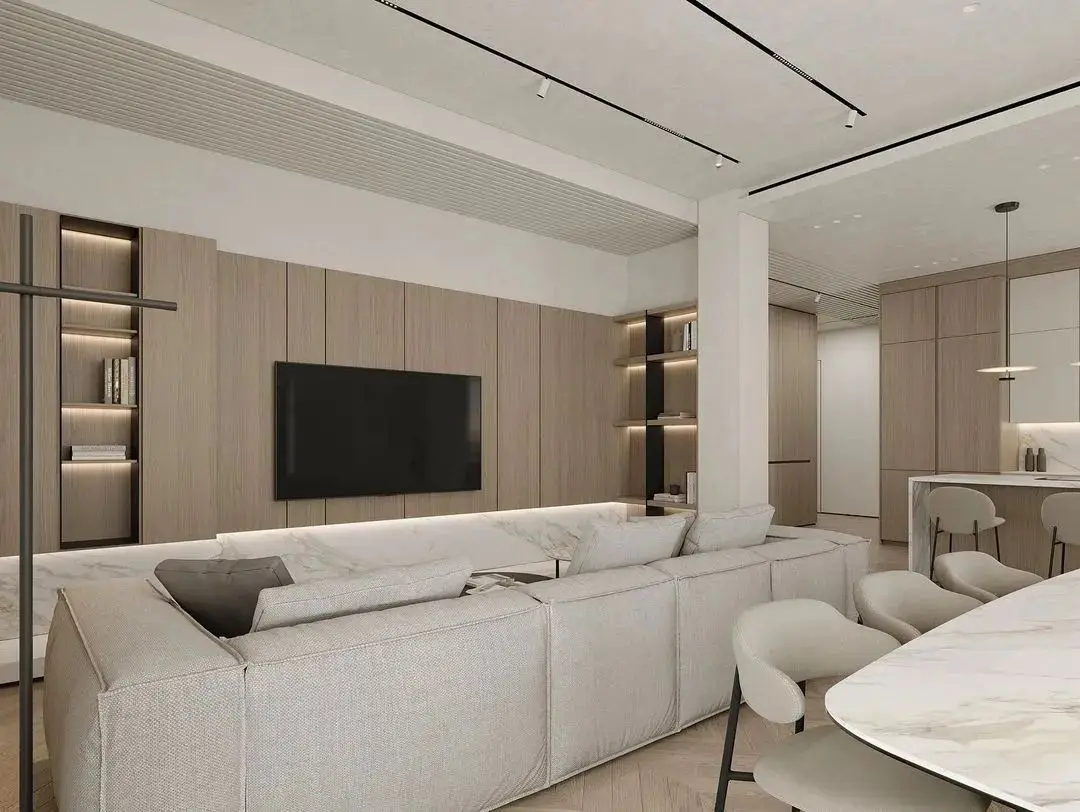 Modern Minimalism Villa Kitchen Cabinet Apartment Modular Cabinets Natural Wood Tone Kitchen Cabinets Original Wood Color - Image 3