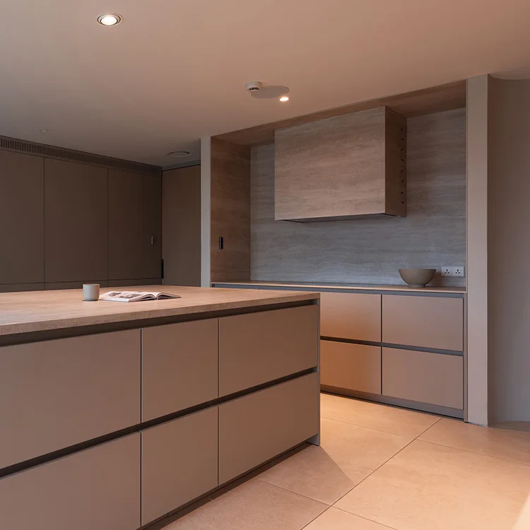 Modern Grey Solid Custom Wood Cabinets New Italian Kitchen Furniture for Villa Home Apartment Townhouse Projects - Image 2