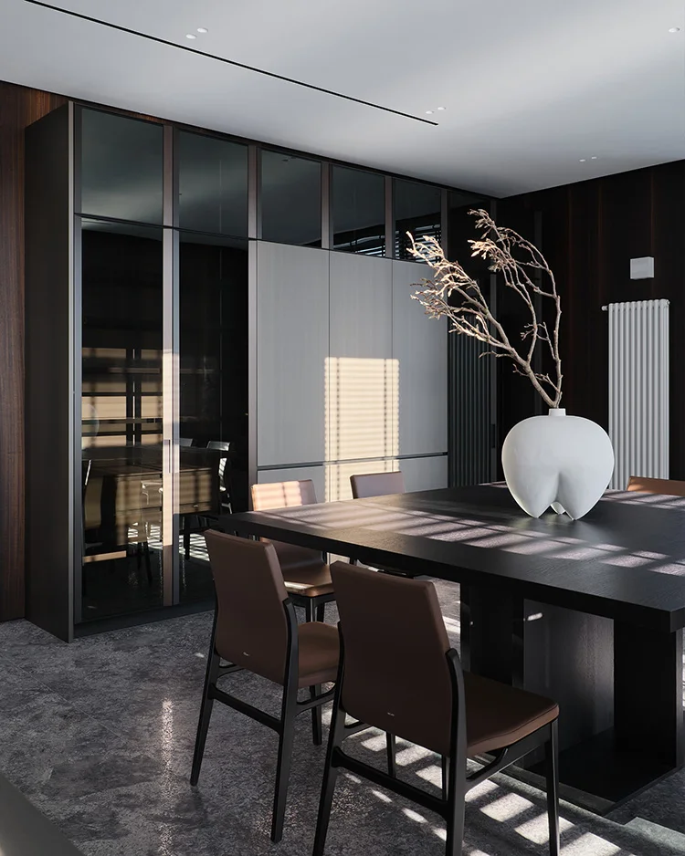 Modern Wing Back Marble Sticker Dining Table Set with 6 Chairs Home Furniture for Apartment Use - Image 9