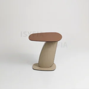 Leather Panel Wood Base Sofa Side Tables Carbon Steel Side Table Living Room Furniture for Apartment Villa Office Home