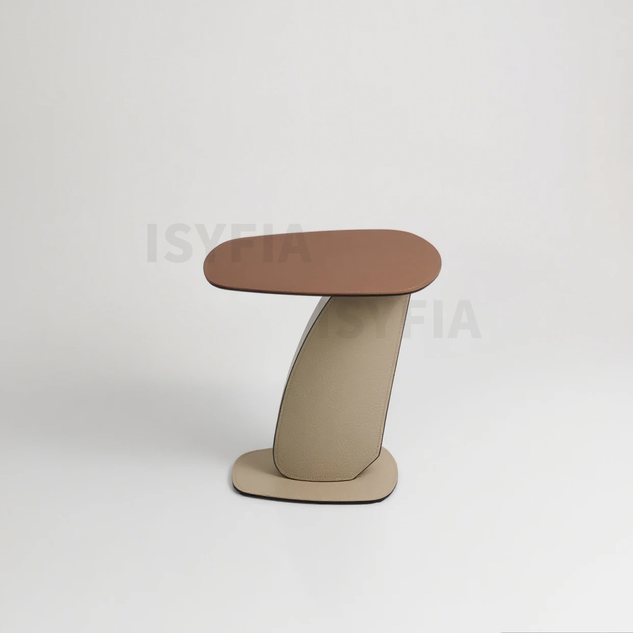 Leather Panel Wood Base Sofa Side Tables Carbon Steel Side Table Living Room Furniture for Apartment Villa Office Home