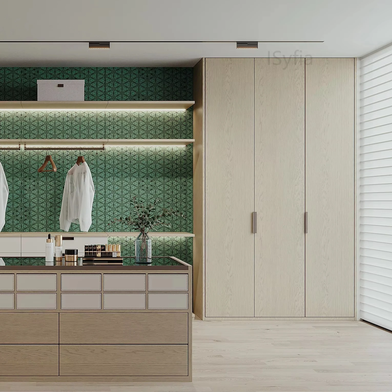 Luxury Walk-In Closet Wardrobe Custom Contemporary Style Convertible Extendable Foldable Wood Door Modern Bedroom Wall Design - Image 2