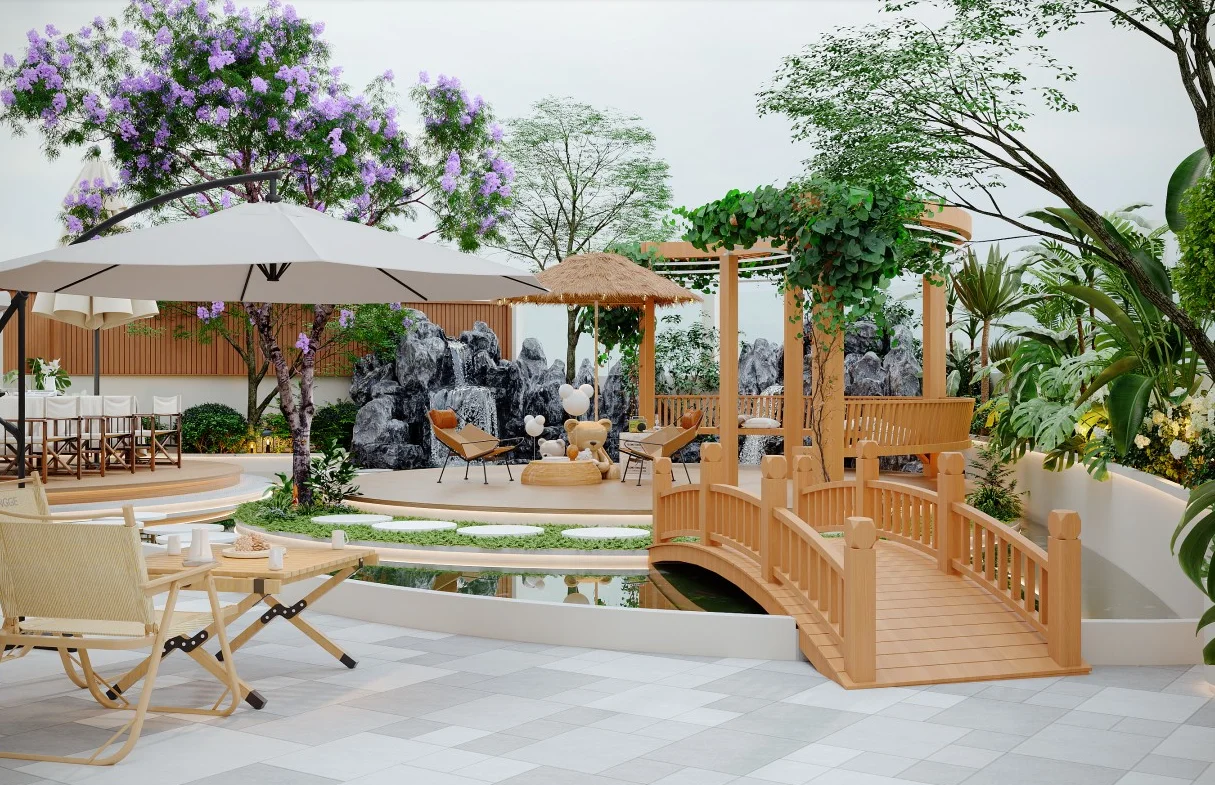 Modern Aluminum Rattan Dining Furniture Set Wood Outdoor Sofa for Courtyard Hotel Park Villa Use Import Fabric Pattern China - Image 8