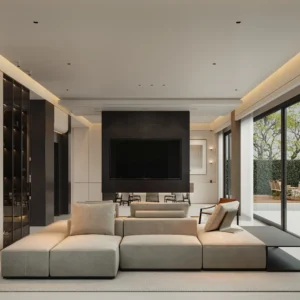 Villa Design Kitchen Cabinet Design Interior Design of High-Volume Villas Sofa Dining Table Chair Hanging Cabinet Living Room