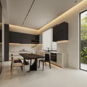 Villa Design Kitchen Cabinet Design Interior Design of High-Volume Villas Sofa Dining Table Chair Hanging Cabinet Living Room