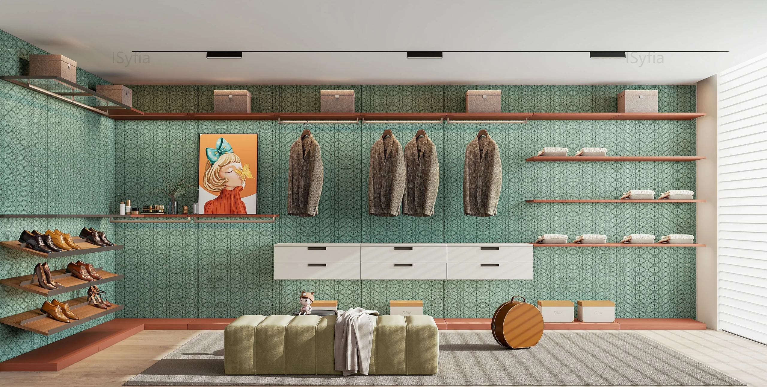 Luxury Contemporary Style Walk-In Closet Convertible Extendable Foldable Wood Door Custom Modern Bedroom Wall Design - Image 4