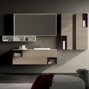 Hotel Vanity Villa High-End Light Luxury Large Wall-Mounted Bathroom Vanity Cabinet with Bath Mirrors Solid Wood Carcase Marble