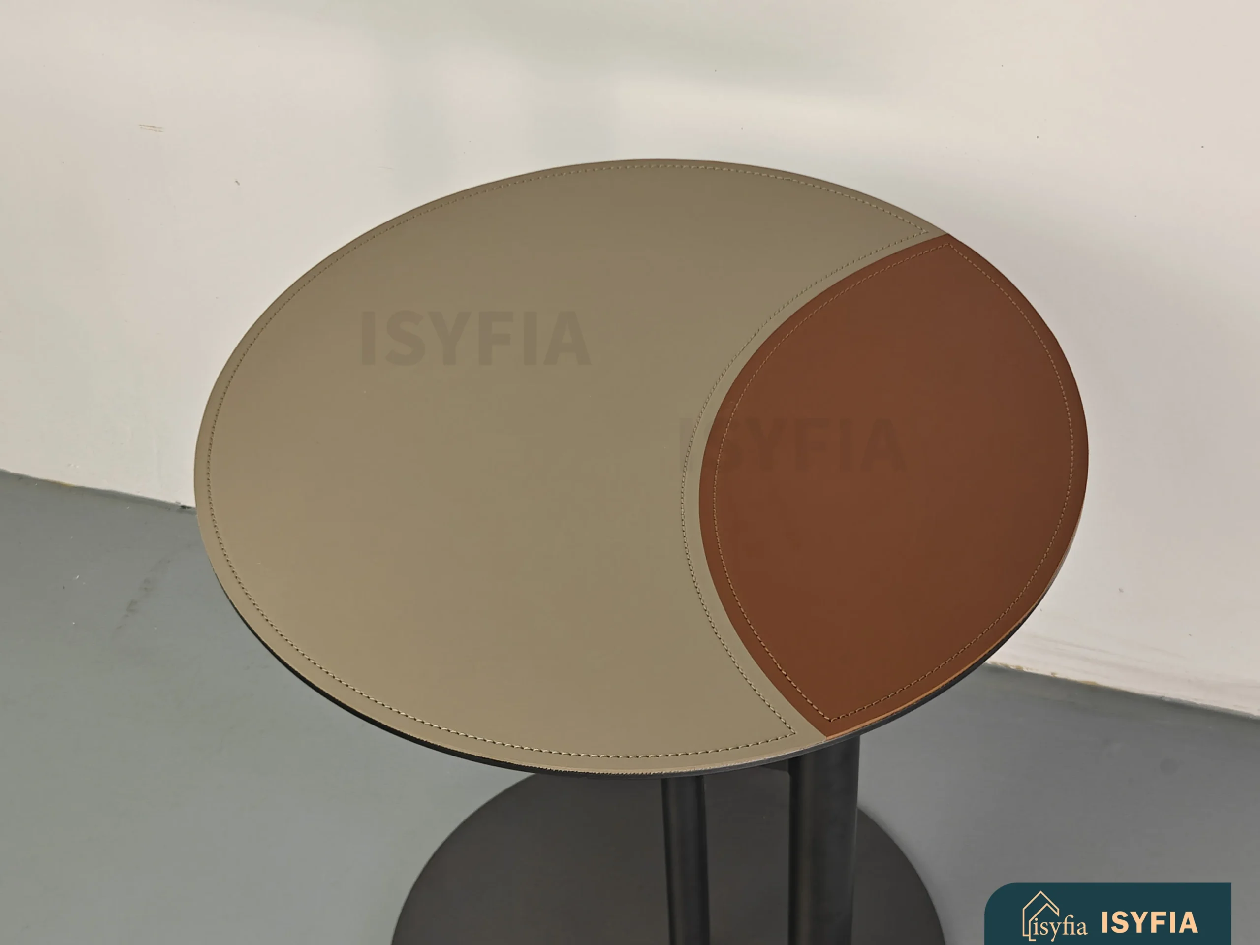 Mini Duotone Modern Minimalism Living Room Furniture Saddle Leather Corner Table with Metal for Home Use - Image 4