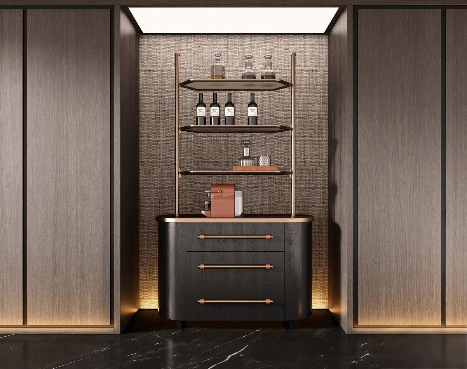 OEM Customized Wood Wine Bar Cabinet with Unique Display for Home Living Room or Wine Cellar Wood Panel Style Furniture - Image 4